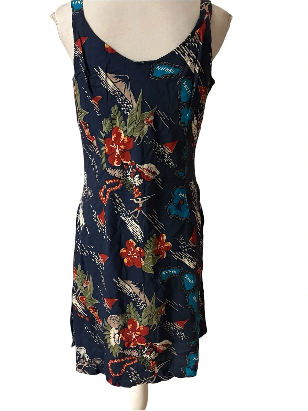 Vintage Hilo Hattie Hawaiian Islands Hibiscus Surf Sleeveless Sundress Size XL - Picture 3 of 6